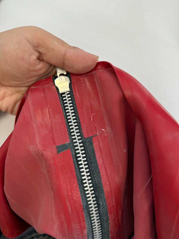 Clearance - Silver Zipped Latex/Rubber Dress in Red- Size M