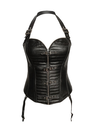 Leather Halter Zip & Buckle Basque