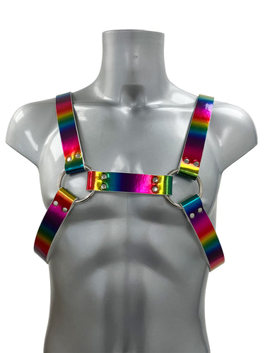 Chunky Buckled Chest Harness In Lizard Rainbow