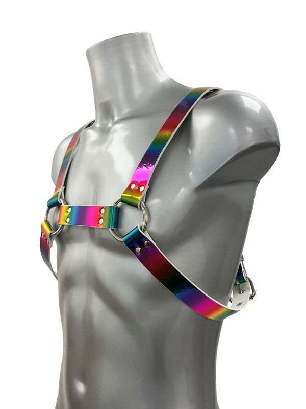Chunky Buckled Chest Harness In Solid Rainbow