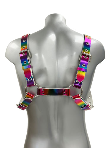 Chunky Buckled Chest Harness In Solid Rainbow