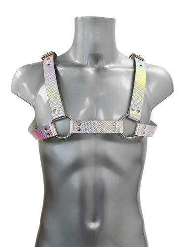 Chunky Buckled Chest Harness In Solid Rainbow