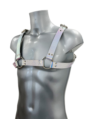 Chunky Buckled Chest Harness In Lizard Rainbow