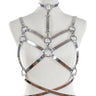 Bra Harness With Double Straps, Belt And Choker - Silver - Honour Clothing