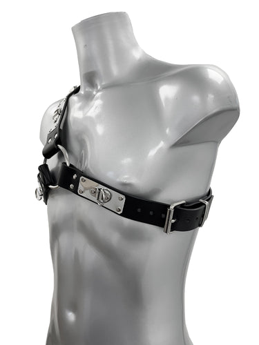 Men's Asymmetrical Chest Harness With Metal Plates