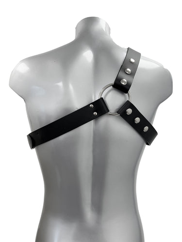 Men's Asymmetrical Chest Harness With Metal Plates