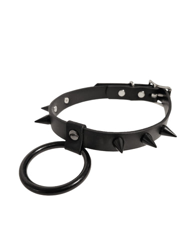 All Black Goth Spiked O Ring Choker