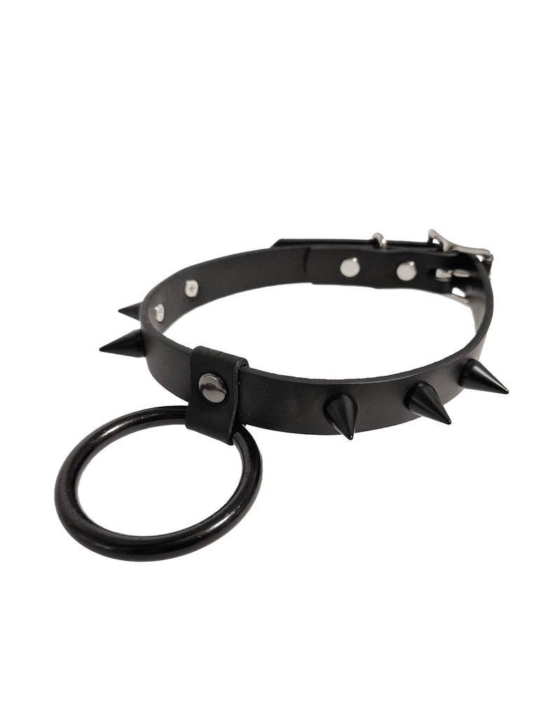 Alle Black Goth Spiked O Ring Choker