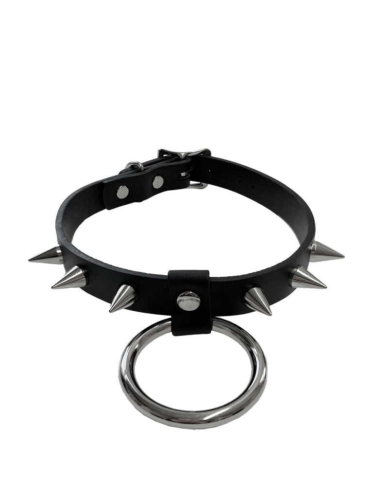 Goth Spiked O Ring Choker In Silver - Honour Clothing