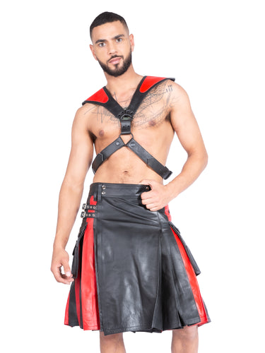 Mens Black & Red Pauldron Harness