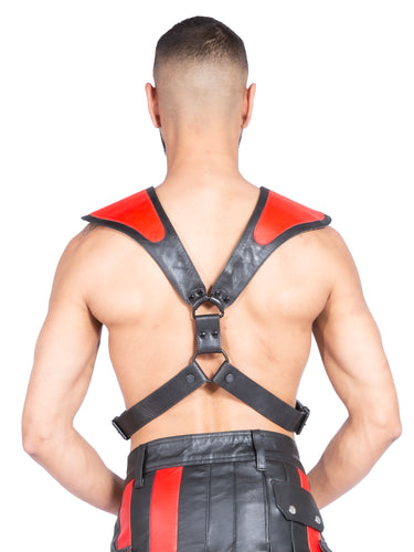 Mens Black & Red Pauldron Harness