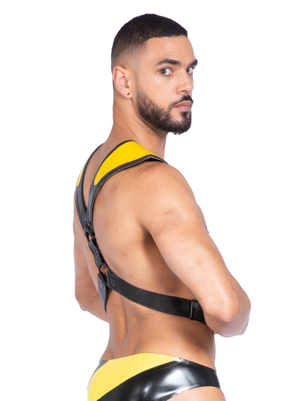 Clearance - Mens Leather Armour Harness In Yellow ONe Size