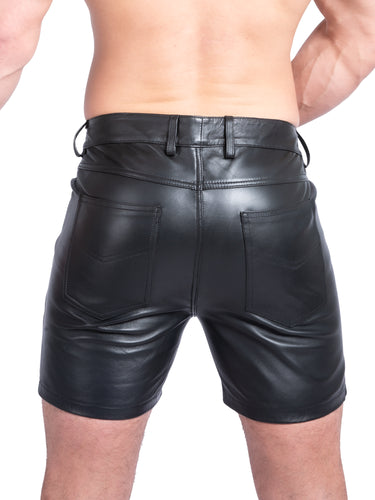 Mens Mid-Length Leather Shorts