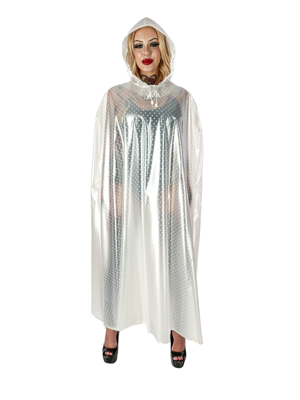 Long Rain Poncho In Spotted Pearl