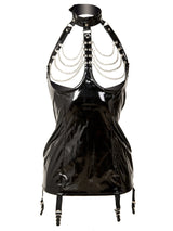 Skin Two UK PVC Chain Suspender Dress in Black Basque
