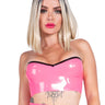 Sweetheart Neckline Latex Bra in Pink With Black Trim - Honour Clothing