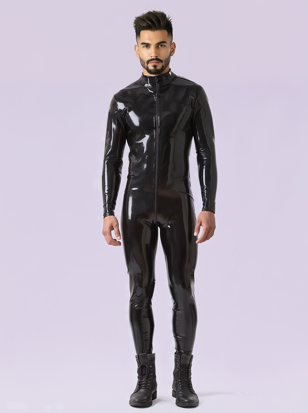 Clearance - Male Latex Catsuit With Front Through Zip, Size S