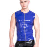 Latex Sleeveless T Shirt With Zip in Blue - Honour Clothing