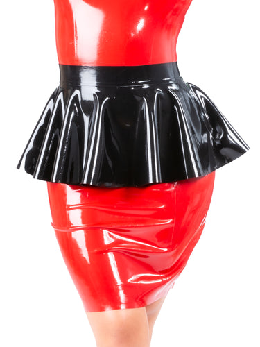 Black Latex/Rubber Peplum With Buckle Closure