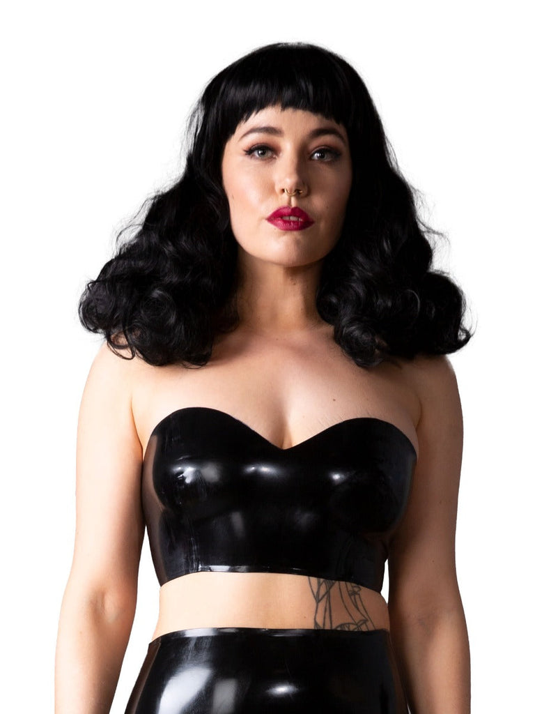 Sweetheart Neckline Bandeau Latex Bra - Honour Clothing