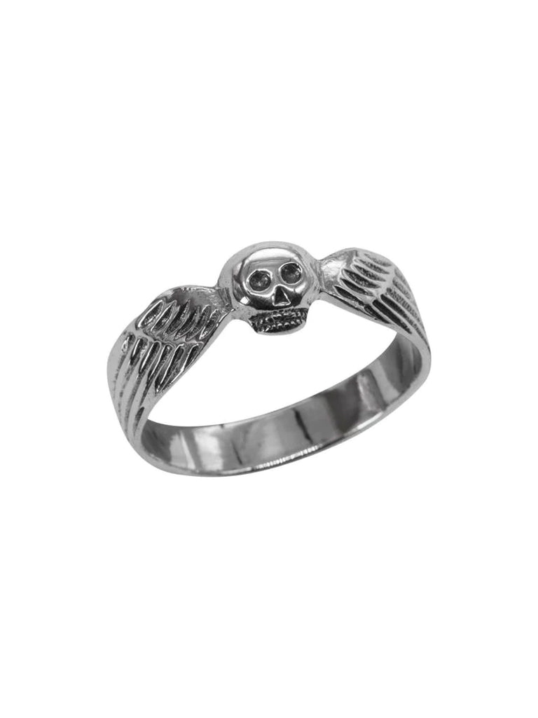 Fuse Winged Skull Silver Ring