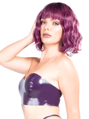 Sweetheart Neckline Bandeau Latex/Rubber Bra in Purple