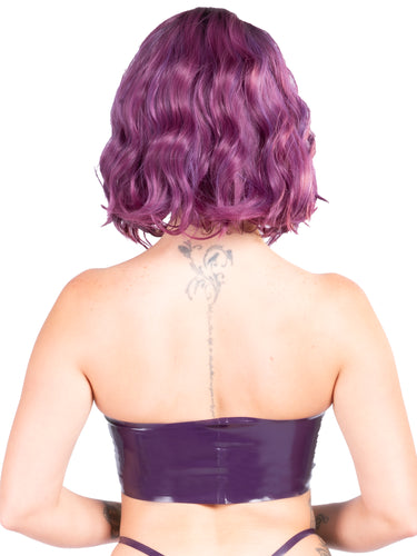 Sweetheart Neckline Bandeau Latex/Rubber Bra in Purple
