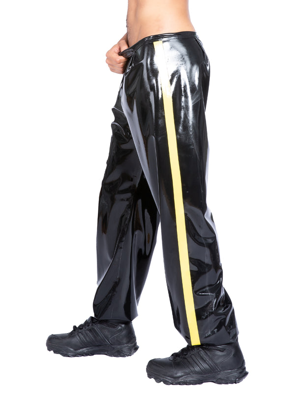 Latex Joggers with Yellow Stripes