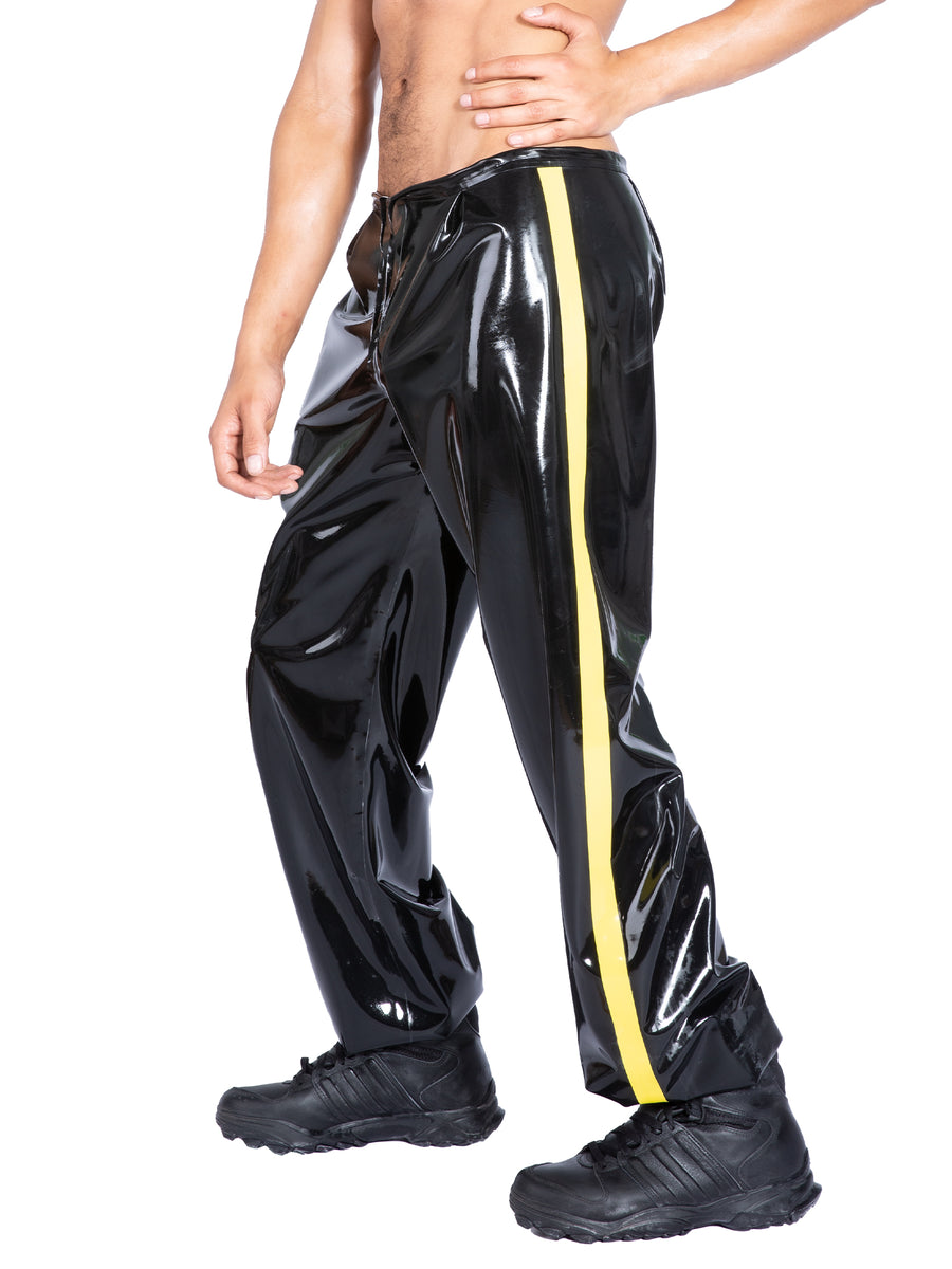 Rubber Basque Latex/Rubber Joggers with Yellow Stripes – Honour Clothing