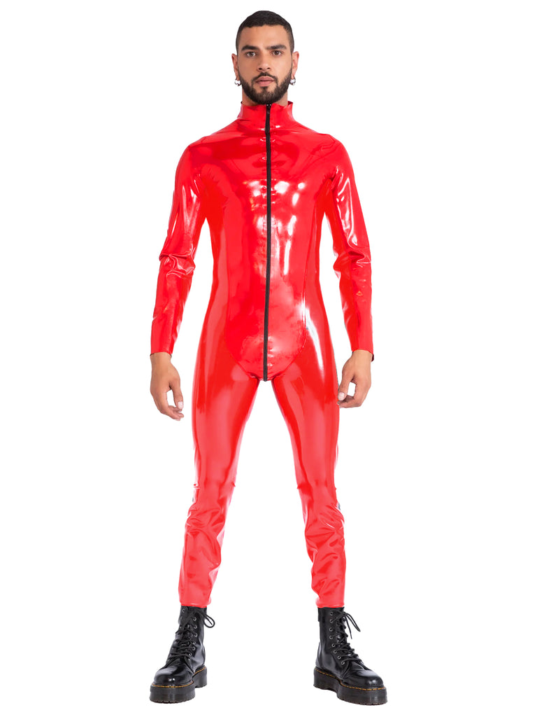Limited Edition - Heavy Duty (0.55mm) Panelled Red Latex/Rubber Catsuit