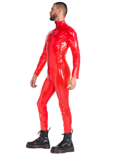 Limited Edition - Heavy Duty (0.55mm) Panelled Red Latex/Rubber Catsuit