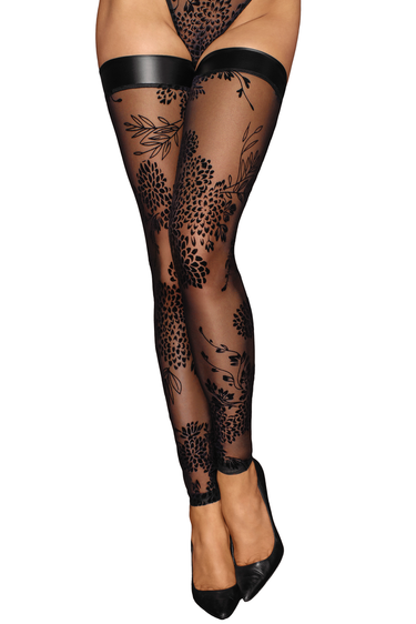 Tulle And Wetlook Footless Stockings