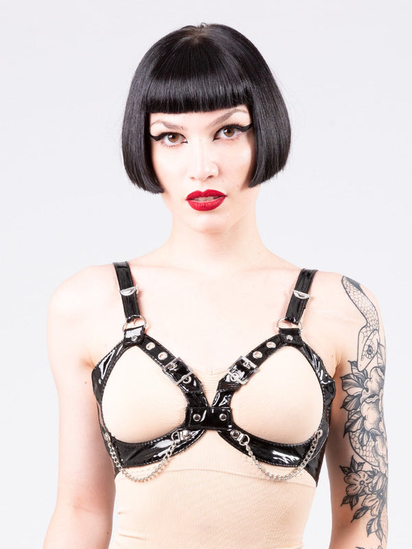 Secret Sale - PVC Chain And Buckle Bra Harness