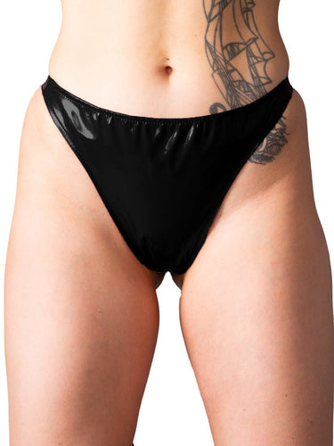 PVC Plum Thong Black