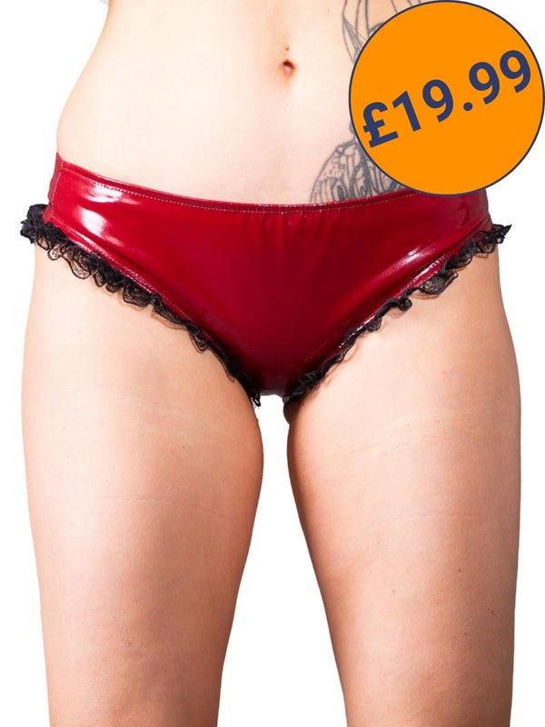 Secret Sale - PVC Plum Knickers In Black, Burgundy or White