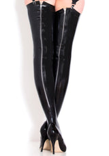 Back Zip Latex Stockings - Honour Clothing