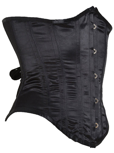 Black 4-Strap Satin Underbust Corset - Honour Clothing