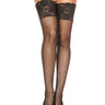 Black Fishnet Stockings With Wide Laced Tops - Honour Clothing