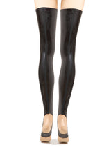 Black Latex Footless Stockings With A Rear Seam - Honour Clothing