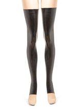 Black Latex Footless Stockings With A Rear Seam - Honour Clothing