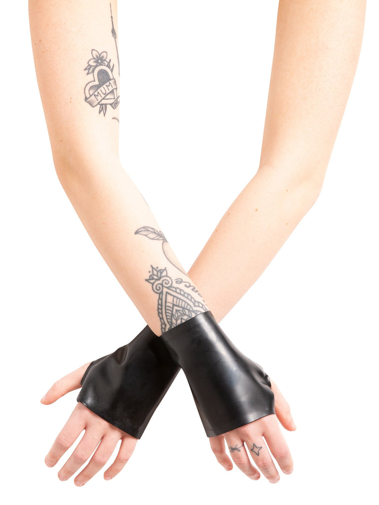 Black Latex Wrist Gauntlets - Honour Clothing