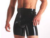 Black Latex Zipped Cycle Shorts - Honour Clothing