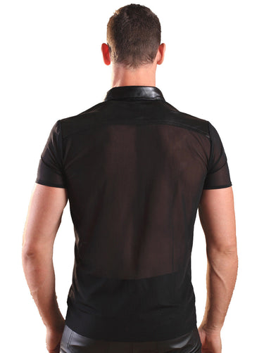 Black Leather Shirt & Nylon Trim - Honour Clothing