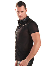 Black Leather Shirt & Nylon Trim - Honour Clothing