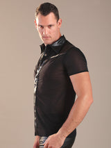 Black Leather Shirt & Nylon Trim - Honour Clothing