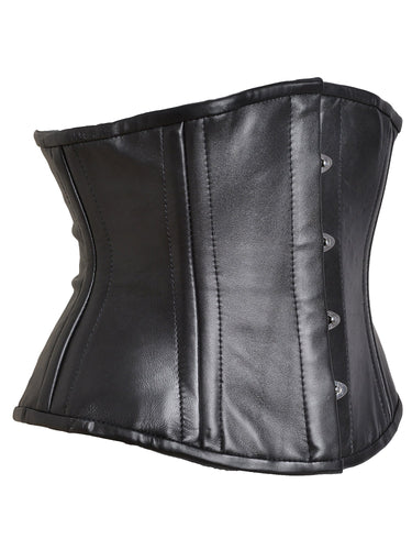 Black Leather Waist Cincher - Honour Clothing