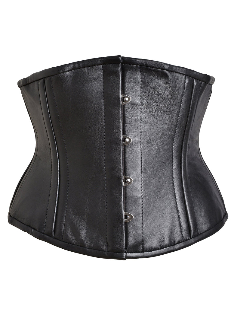 Black Leather Waist Cincher - Honour Clothing