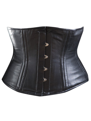 Black Leather Waist Cincher - Honour Clothing