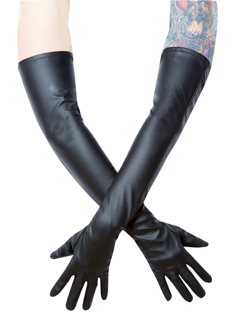 Black Leatherette Gloves - Honour Clothing