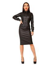 Black Leatherette Pencil Skirt - Honour Clothing